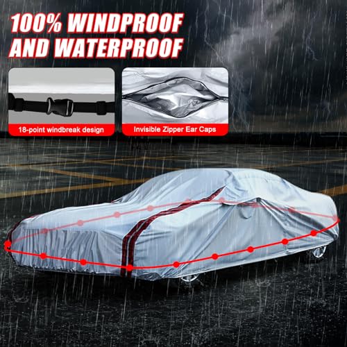 Image of Waterproof Car Covers Replace for 1968-1982 Corvette C3, 6 Layers All Weather Custom-fit Car Cover with Zipper Door & 18 Ponit Windproof Bands for Snow Rain Dust Hail Protection