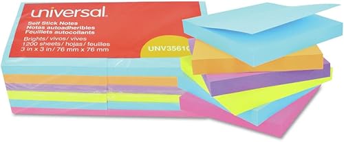 Miniatura 2 de Universal UNV35610 - Bloc de notas autoadhesivas de 100 hojas de 3 pulgadas x 3 pulgadas, colores brillantes surtidos (12 piezaspaquete)