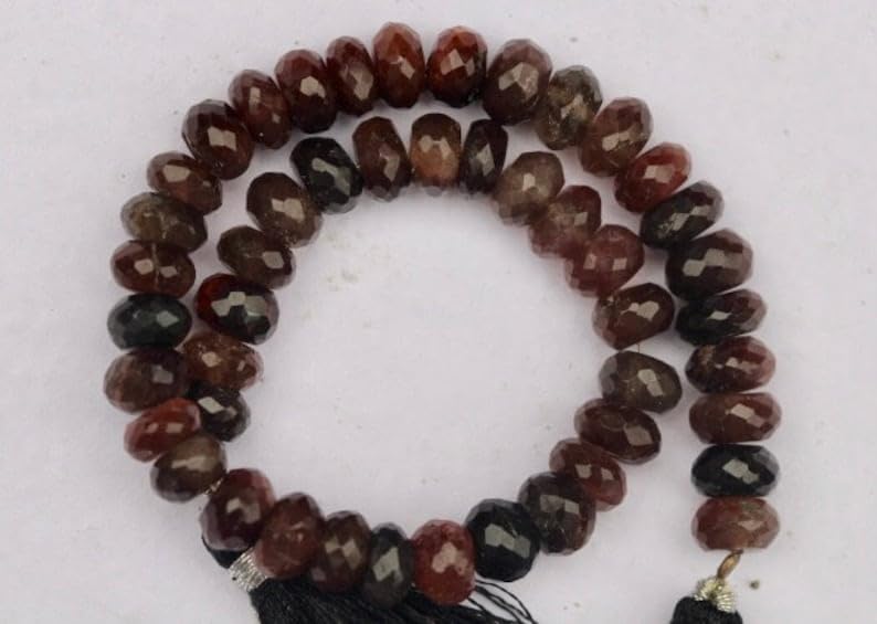 Hessonite naturelle 7mm perles rondes facettées pour création de colliers et bracelets artisanaux