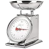 cosedacasa Báscula Mecánica de Cocina en Acero Inoxidable para Pesar Platos Alimentos Harina Capacidad hasta 5kg
