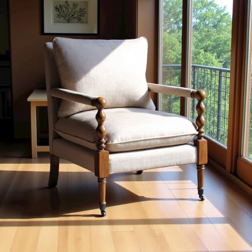 Sillón Beige Tapizado con Ruedas miniatura 4