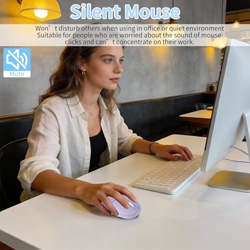 Image of Bluetooth Wireless Mouse,Creative Floating Cartoon Rabbit Animal Mice,RGB Backlit Rechargeable Triple Mode(Dual Bluetooth+USB) Computer Silent Mouse with USB Receiver for Laptop /MacBook /iPad /PC-Purple