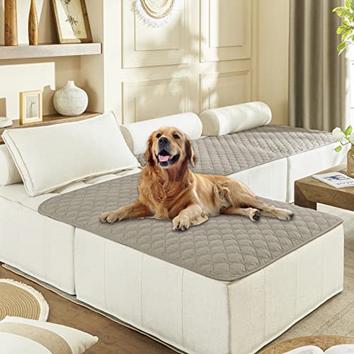 Image of gogobunny 100% Double Sided Waterproof Dog Blanket Soft Pet Bed Cover Reversible Protect Furniture Couch Sofa Car for Puppy Large Dog Cat (Dark Stone /Light Stone, 40x50 Inch (Pack of 1))