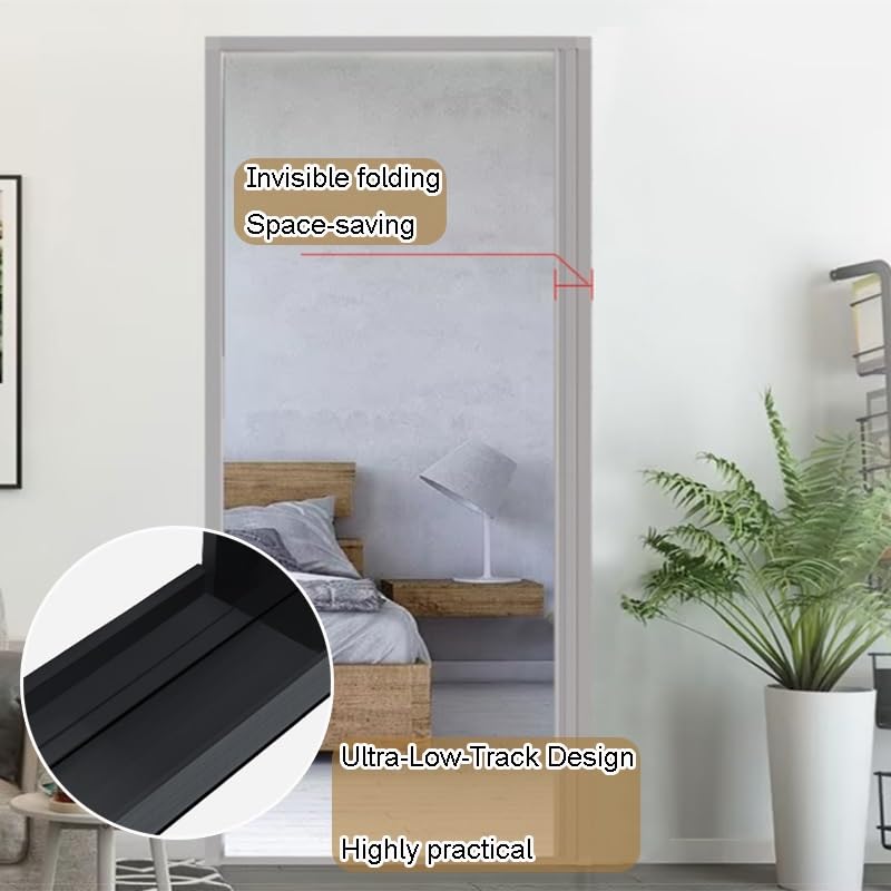 Porta A Soffietto per Interni, Porta Scorrevole A Soffietto con Telaio in Alluminio, Divisorio per Armadio Camper Patio Porta Doccia(160x40cm)
