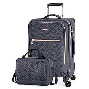 BAGSMART Carry On Luggage 20 Inch, Expandable Suitcase with Duffel, Luggage Airline Approved Rolling Softside Lightweight Suitcases with Front Pocket for Women Men, Carry-On Grey