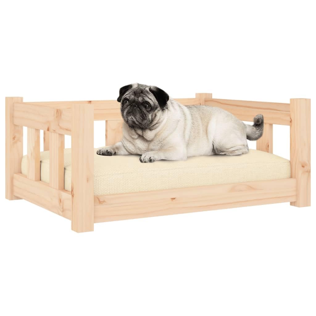 Cuccia per cani in legno di pino massiccio, 65,5 x 50,5 x 28 cm, rettangolare, con pareti laterali di sostegno, comodo divano per cani e lettini, ideale per cuccioli, anziani, adatto agli