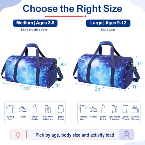 Image of Bagseri Boys Duffle Bag for Travel - Kids Gym Bag with Shoe Compartment