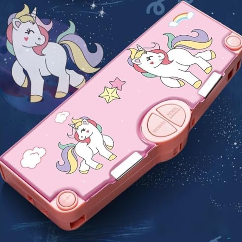 Image of DEOXY Plastic Multifunctional Pencil Box for Boys,Unicorn,Kids for Boys & Girls,Magnetic Box for,Pop Up(KBX-7068B)