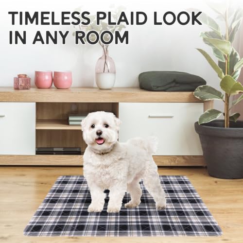 Image of Washable Pee Pads for Dogs - 18 inchx24 inch 2PCS, Whelping Pad for Puppy Training, Playpen Crate Bed Floor Protector, Reusable Dog Potty Pads Non-Slip, Super Absorbent & Odor Controlling, Black Plaid
