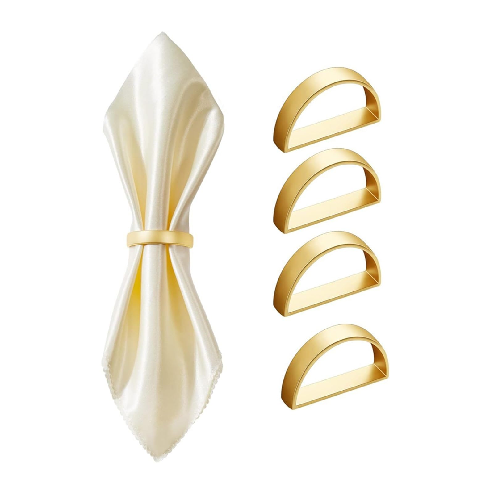Napkin Rings 12pc Gold Alloy D Shaped Napkin Rings