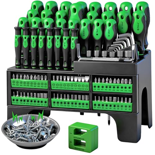 118-Piece Magnetic Screwdriver Set with Plastic Racking, Precision Screwdrivers, Magnetizer, Demagnetizer, Nut Drivers, Ratchet Handles, Allen Keys, Sockets & More - DIY Tools & Gift for Men