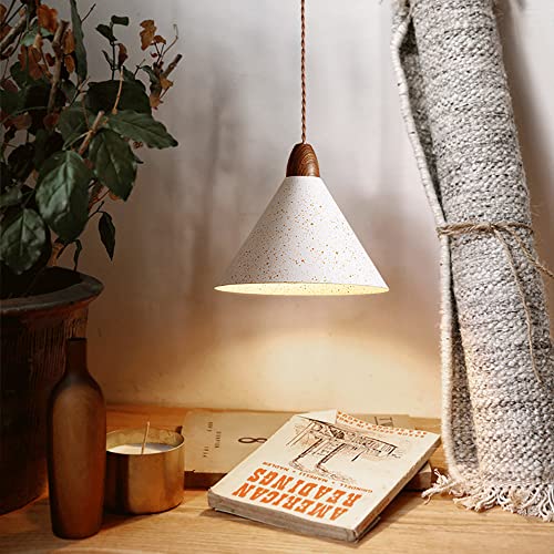 Lámpara colgante de metal blanco que aporta luz focalizada en el comedor 3