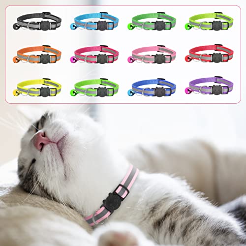 Rypet Reflective Cat Collar With Bell, Set Of 12, Breakaway Cat Collar Identification Collars For Newborn Pets #TOP4