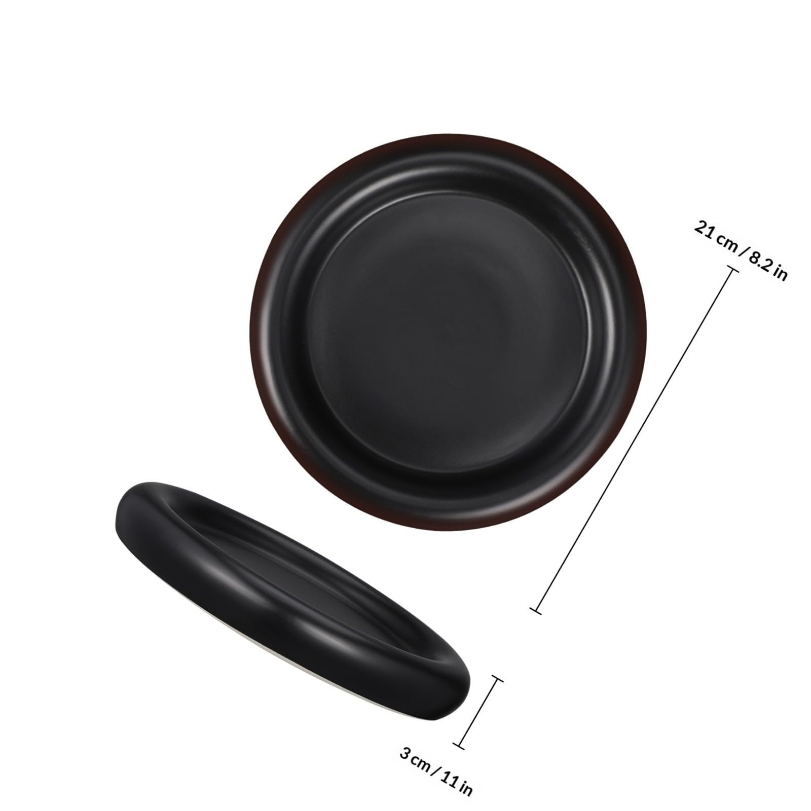 HEMOTON Piatto da Insalata Multiuso e Facile da Pulire Nero Bordo Rialzato in Ceramica per Pranzi Eleganti e Riunioni in Famiglia