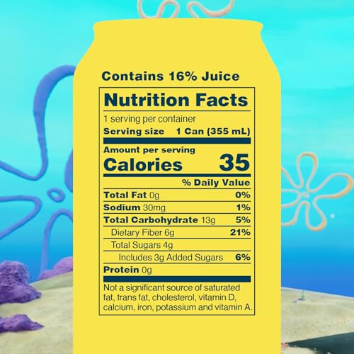 Image of OLIPOP Prebiotic Soda Pop, SpongeBob Pineapple Paradise, Pantry Pack Packed with Prebiotics, Fiber, and Botanicals, Gluten Free, GMO Free, 12oz Skinny (12-Cans) (Packaging May Vary)