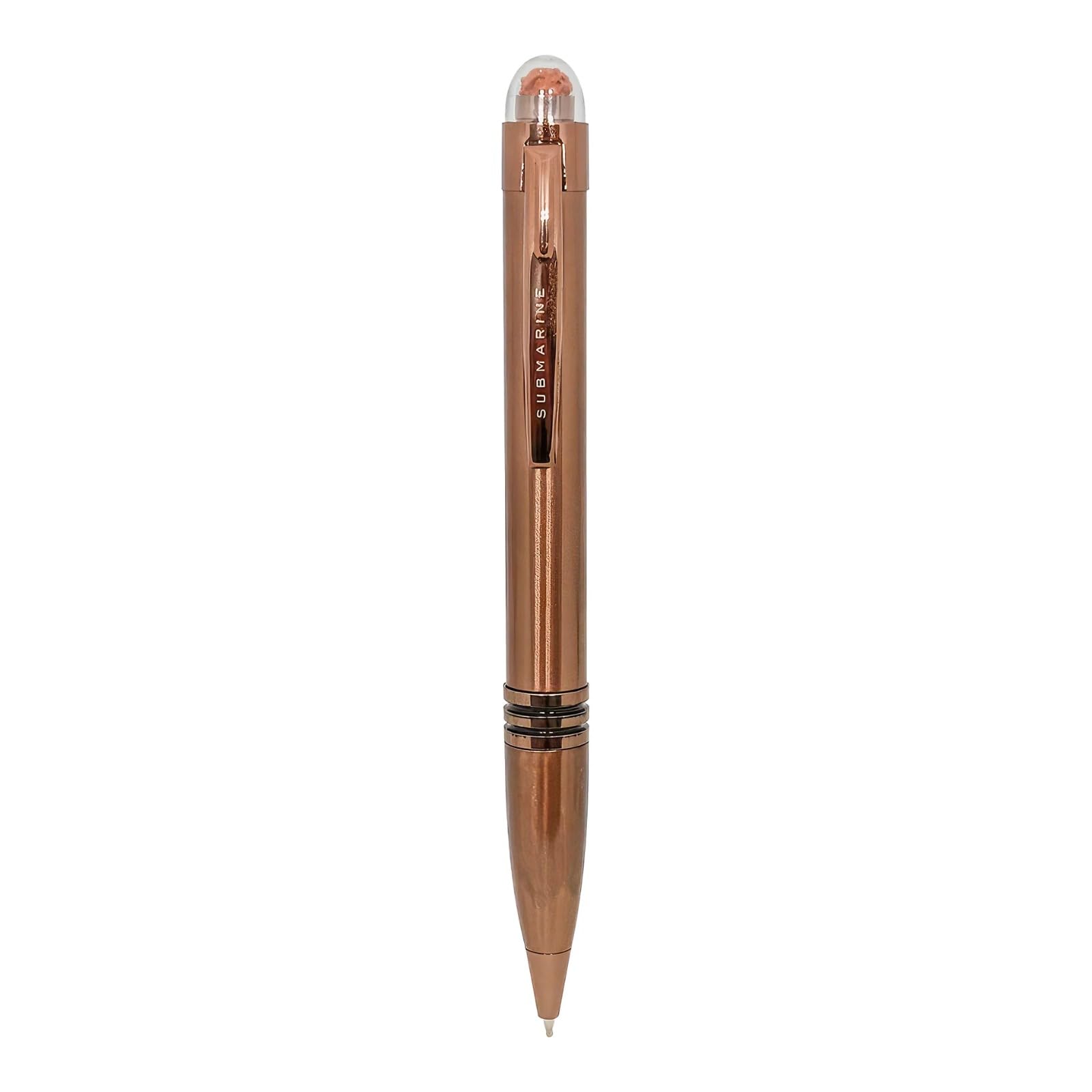Submarine 1004 Rudraksha Series Premium Brown Color Metal Ball Pen With Rudraksha On Top, Fitted With Blue Ink Coffee Scented Jotter Refill, Perfect For Corporate Gifting