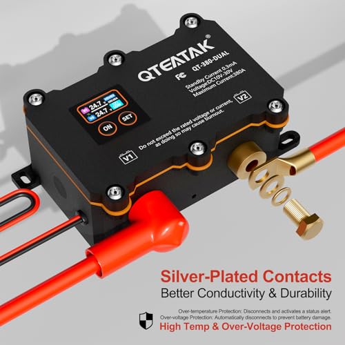 Image of 12V 24V 380A Smart Dual Battery Isolator Remote Battery Disconnect | Prevent Battery Drain for Car Truck RV, Low Voltage Cutoff /Acc Power Kill /Interval Mode, Manual /Auto /Remote Control