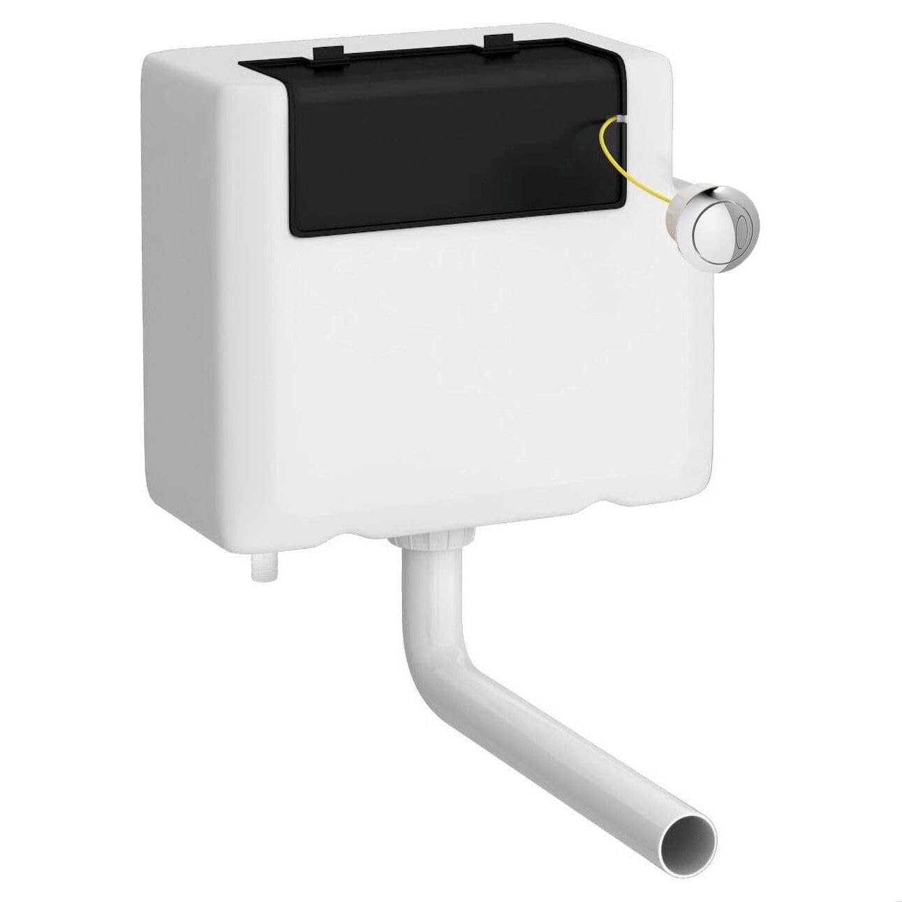 Balterley White Concealed Cistern With Dual Flush, Water Saving Bottom Inlet Concealed Toilet Cistern & Round Flush Plate For Back To Wall & Wall Hung Toilets - 340X142x296mm (Chrome/White)