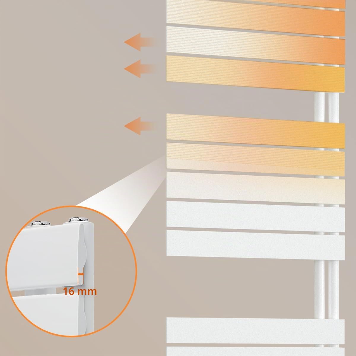 Badheizkörper Elektrisch mit Thermostat 1800x600mm, Weiß Handtuchheizkörper Elektrisch Flach Design Handtuchtrockner Seitenanschluss mit Heizstab Timer Handtuchwärmer 1200W