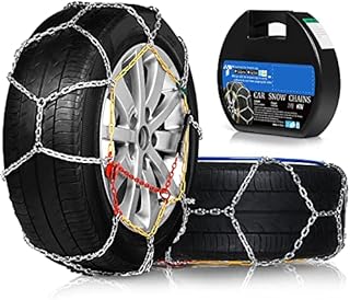 KN90 Snow Chains for Car SUV Pickup Trucks Car, Universal Adjustable Emergency Portable Snow Tire Chains, Tire Width 175 180 185 195 205 215 220 225 235 and More