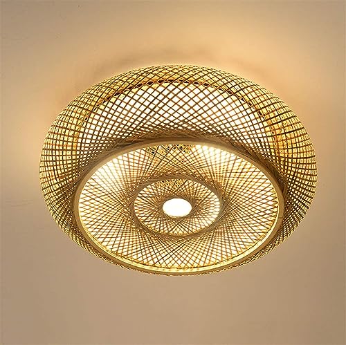 AOEH Deckenleuchte Bambus Handgewebte Natürlicher Rattan Deckenlamp, E27...