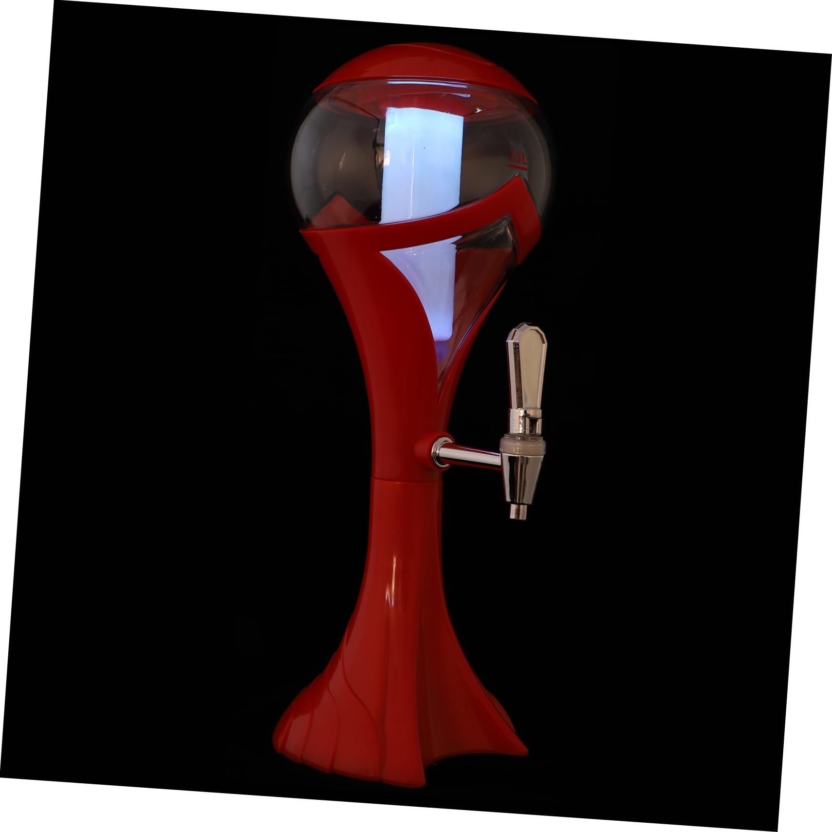 Cabilock Dispensador de Bebidas Grifo y Diseño de Hielo Independiente, Plástico Rojo de 1.5l para Cerveza y Otras Bebidas en Patio o Casa