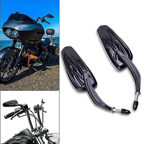 黒色 ハーレーダビッドソンのオートバイ ハンドルバーに付いてるバックミラー Amazon | オートバイ用バックミラー ブラック オートバイ用ミラー