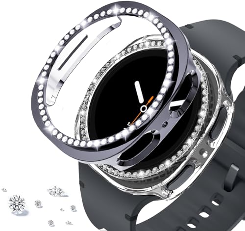Coque Samsung Galaxy Watch 8 40mm DEALELE antichoc en strass gris et transparent Lot de 2