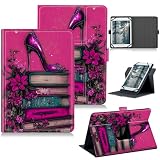 RWUTYTIUL for Walmart Onn 11 Inch Pro 2024 Model 100146660 Universal Tablet Case, 360 Degree Rotating Kickstand Protective Stand Case with Multiple Viewing PU Leather Shell Case, Pink High Heels
