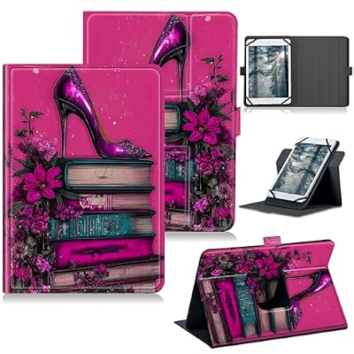 RWUTYTIUL for Walmart Onn 11 Inch Pro 2024 Model 100146660 Universal Tablet Case, 360 Degree Rotating Kickstand Protective Stand Case with Multiple Viewing PU Leather Shell Case, Pink High Heels