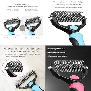 Dog brush for shedding pet grooming brush cat deshedding brush tool double sided shedding and dematting undercoat rake comb for dogs  cats big blue   cucciolini doodles