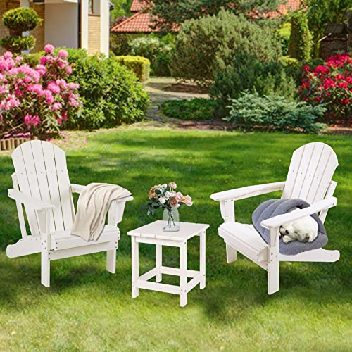 Lzrs Adirondack Square Side Table, Pool Composite Patio Table,Hdpe End Tables For Backyard,Pool, Indoor Companion, Easy Maintenance & Weather Resistant(White) #TOP4