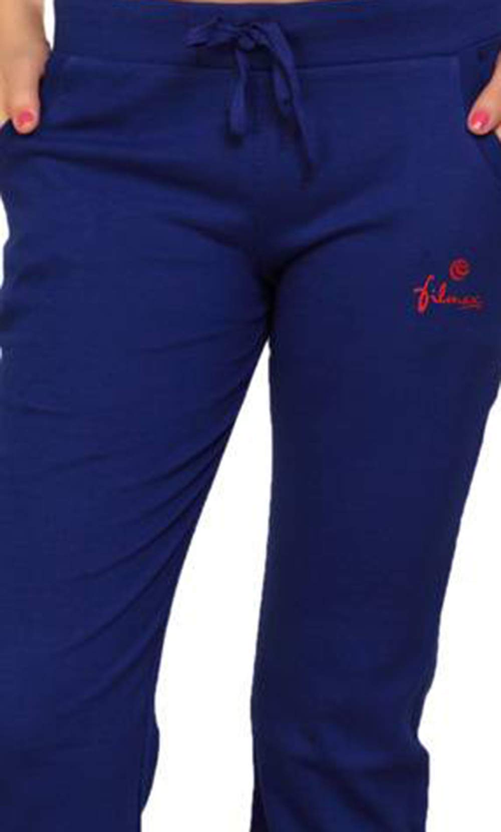 FILMAX® Originals Women Cotton Lycra Rib Solid Sports Walking Gym Yoga Joggers Workout Lower Multipurpose Track Pant (FX1-5101_Royal Blue_3XL) 3