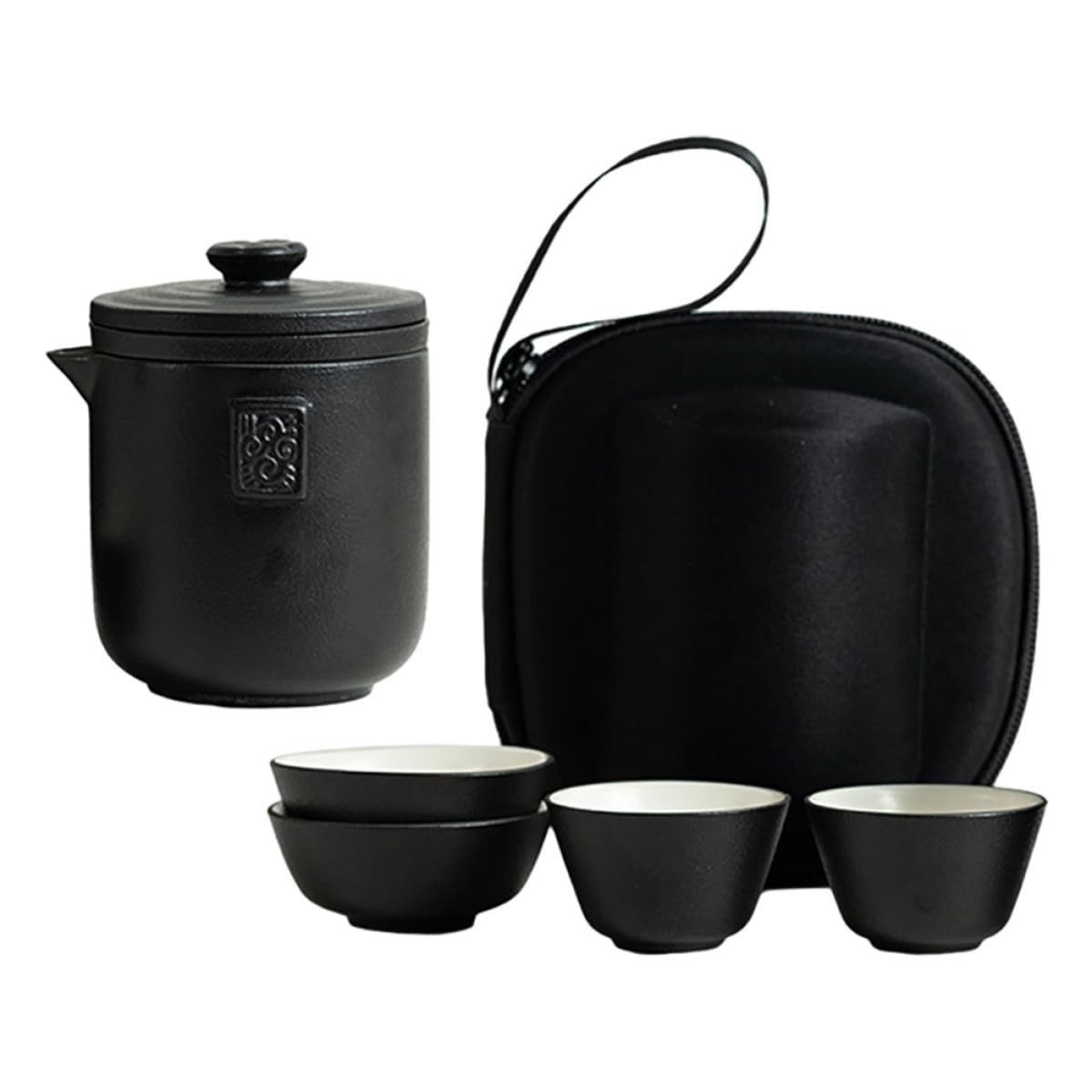 Juego de té de cerámica portátil con bolsa protectora y tacto cómodo SECFOU