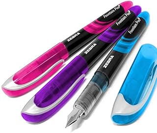 Zebra Fuente - Disposable Fountain Pen - Coloured Ink - Pink, Purple, and Light Blue