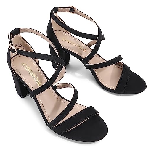 Image of DREAM PAIRS Women's Ankle Strappy Low Chunky Heel Sandals