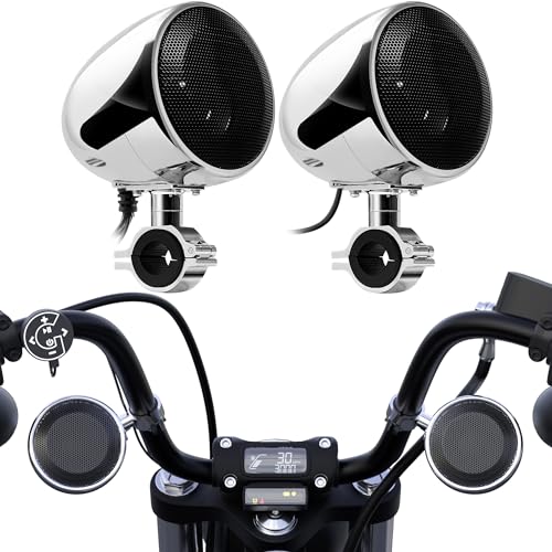 GoHawk Motorcycle Bluetooth Speakers with Built-in Amplifier - Waterproof Stereo Speakers, AUX/USB, 4' Audio Sound System for Harley ATV RZR