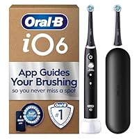 Oral-B iO6 Series Electric Toothbrush, plus 1 Oral B Electric Toothbrush Head and Travel Case, Gift Ideas for Him and Her, Black Lava