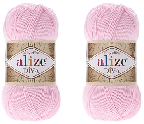 Alize Diva Yarn Hand Knitting Yarn 100% Microfiber Acrylic Yarn ...