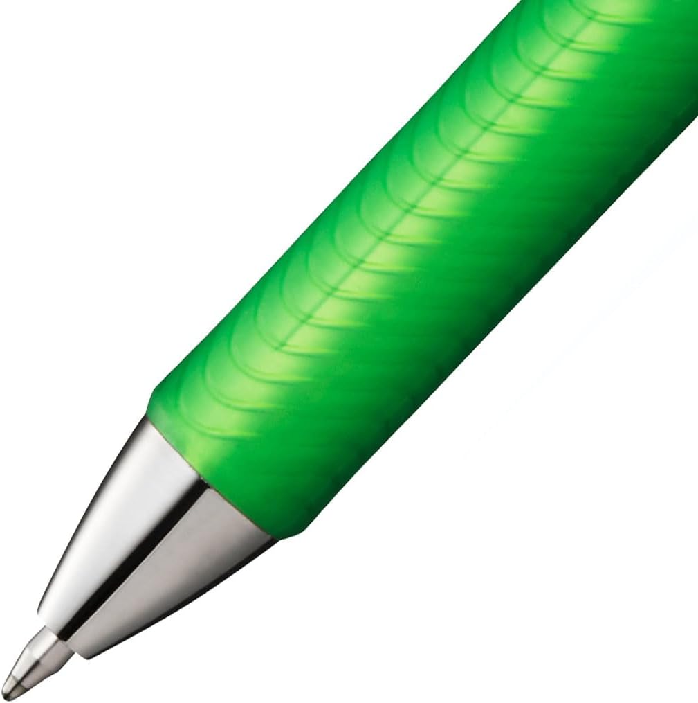 Pentel EnerGel RTX Retractable Liquid Gel Pen, (0.7mm) Metal Tip, Medium Line, Lime Green Ink, Box of 12 (BL77-K)