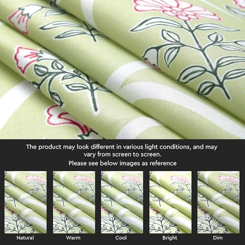 Image of Encasa XO Door Printed Sheer Curtains, Light Filtering Pea Green | 4.5ft to 10 ft | Lightweight Polyester Twill | Rod Pocket Styling | Machine Washable | Set of 2