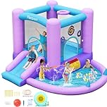FBSPORT Inflatable Bounce House, Kids Bounce Castle Slide for Indoor Outdoor, Toddler Baby Water Jumper Bouncer, Kids Jumping Bouncy House with Blower, Ball Pit Pool, Basketball Hoop, Dart Game
