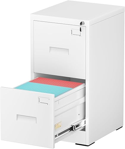 Miniatura 16 de INTERGREAT Archivador lateral con 2 cajones, gabinetes de metal negro para oficina en casa, gabinete de archivos con cerradura para carpetas Negro