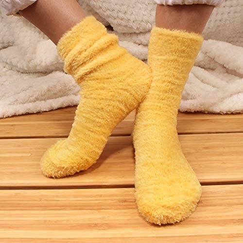 Image of BambooMN Women's Super Soft and Cozy Feather Light Fuzzy Socks - Multiple Color Options - Two Sizes - Value Packs