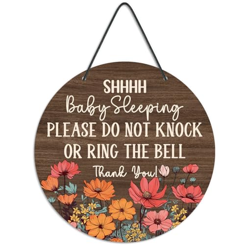Putuo Decor Shh Baby Sleeping Door Sign for Front Door Kids Do Not Disturb Door Hanger Sign Kids Do Not Enter Sign Bedroom Baby Is Sleeping Do Not Knock or Ring for Home Baby Room Kindergarten Decor