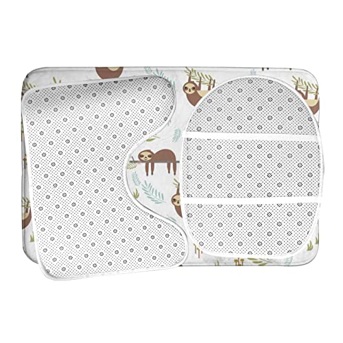 MBNGGAB Badematte + Konturmatte + Toilettendeckelbezug, Lustiges Cartoon Faultier 3 Stück Badematte Set, mit rutschfester Klebeunterseite – Bild 7