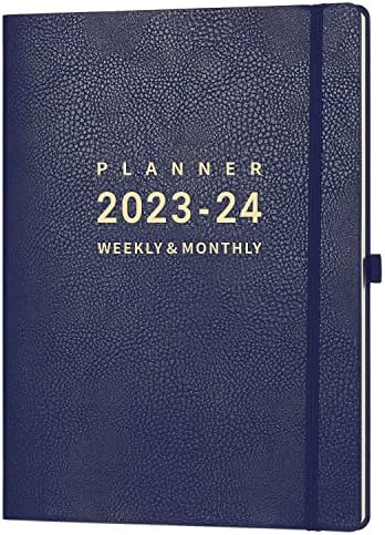 2023-2024 Planner - Weekly & Monthly Planner 2023-2024, 8.5" x 11",July 2023 - June 2024, Pen Holder, Calendar Stickers, Pocket, 25 Notes Pages, Faux Leather Cover, 2 Book Marks, A4 Premium Paper - Blue