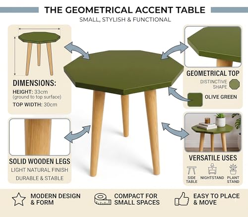 Image of UHUD CRAFTS Multipurpose Wooden Foldable Side Table /End Table /Plant Stand /Stool for Living Room & Bedroom | Kids Play Furniture Table - Olive Green
