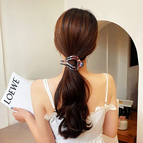 Yusier 2Pcs Heart Duckbill Clip Fashion Womens French Curved Ponytail Hair Clips No Slip Strong Fancy Large Barrettes For Thick Hair Beauty Accessory For Women (Rock Texture) #TOP2