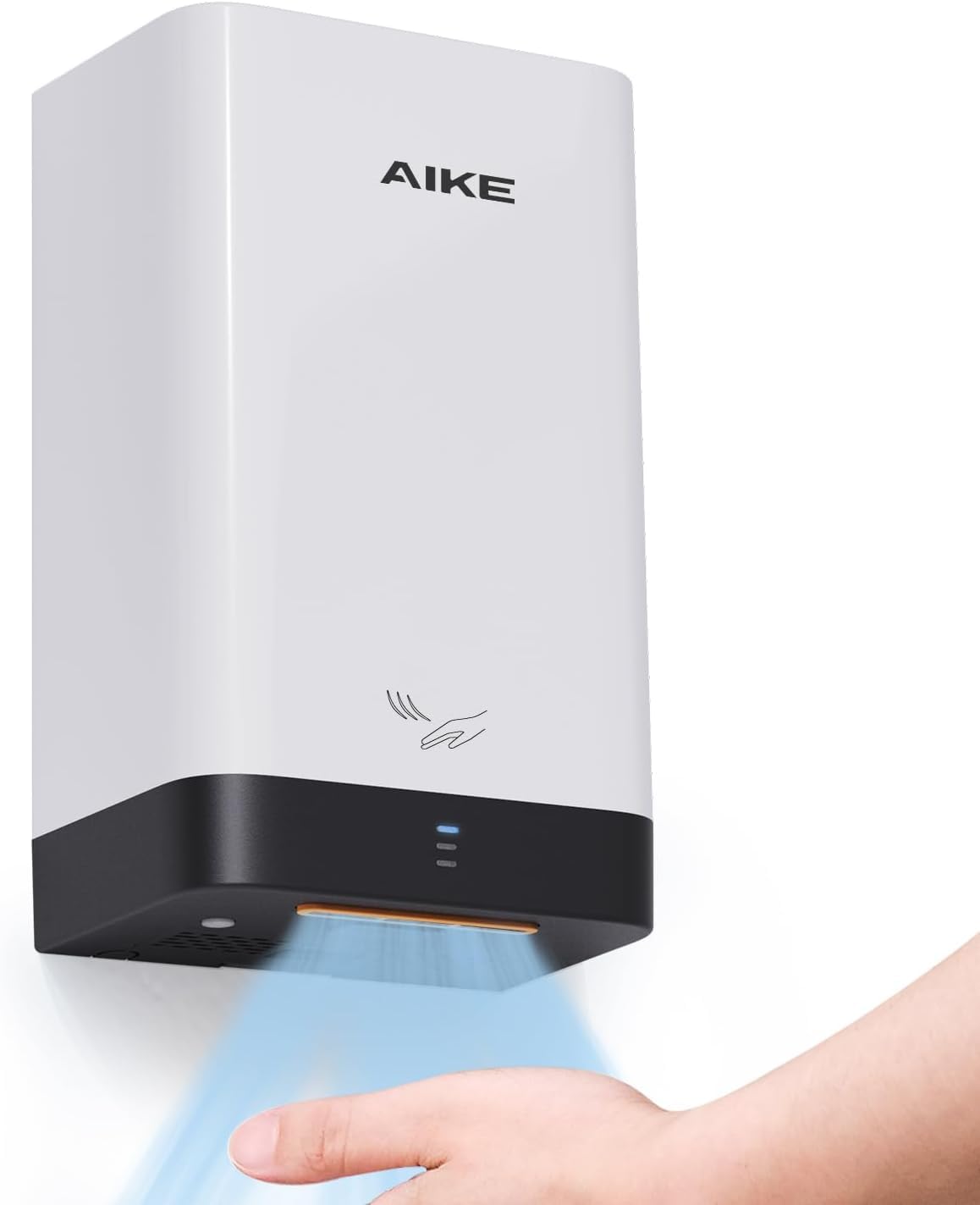 AIKE Asciugamani Ultra Compatto, più Piccolo di Un Foglio A4, Sostituisce l'Asciugamano di Carta nel Bagno, 900W 220V, Alta velocità, ABS Resistente, Bianco AK2822